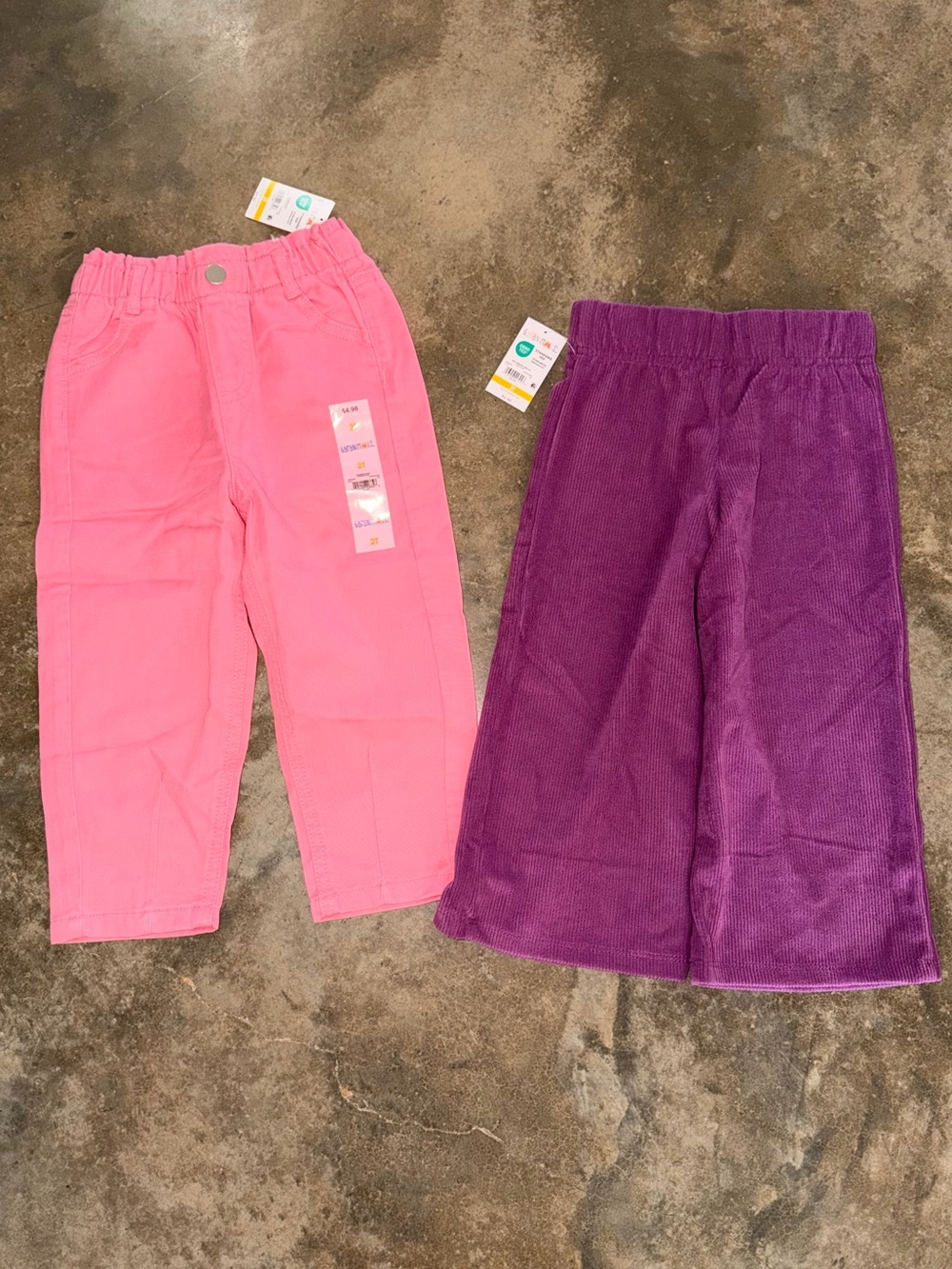 NWT Garanimals Girls 2T Pants Bundle Pink Barrel Purple Wide Leg Pull On 2 pair